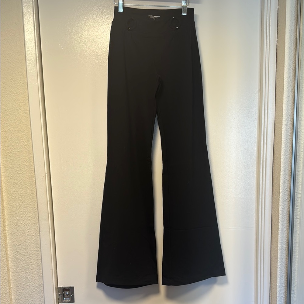 Bebe Black Classic Wide Leg With Ring Front Detail Pants
